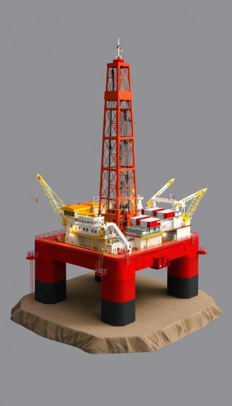石油钻井平台.三维插图