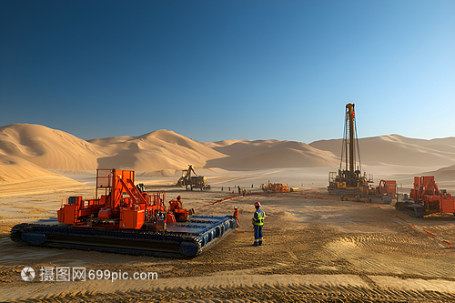 沙漠中的石油基地 钻井的力量与挑战